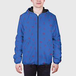 Куртка с капюшоном мужская Зимние виды спорта на синем фоне, цвет: 3D-черный — фото 2