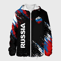 Куртка с капюшоном мужская Russia Штрихи в цвет Флага, цвет: 3D-белый