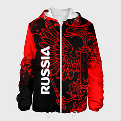 Куртка с капюшоном мужская Russia Герб страны, цвет: 3D-белый