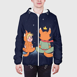 Куртка с капюшоном мужская Маленький принц и лис смотрят на небо, цвет: 3D-белый — фото 2