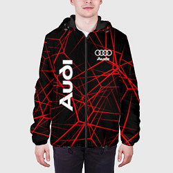 Куртка с капюшоном мужская Audi: Красные линии, цвет: 3D-черный — фото 2