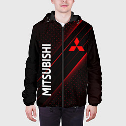 Куртка с капюшоном мужская Mitsubishi, Митсубиси, Спорт, цвет: 3D-черный — фото 2