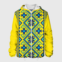 Куртка с капюшоном мужская Славянский национальный орнамент, цвет: 3D-белый