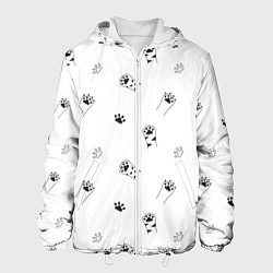 Куртка с капюшоном мужская Паттерн - кошачьи лапки 3D, цвет: 3D-белый