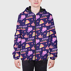 Куртка с капюшоном мужская Pizza Is My Valentine!, цвет: 3D-черный — фото 2
