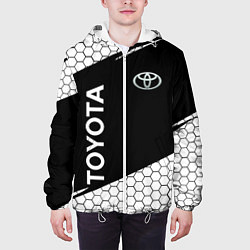 Куртка с капюшоном мужская Toyota Sport соты, цвет: 3D-белый — фото 2