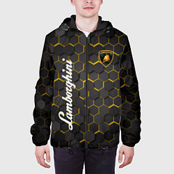 Куртка с капюшоном мужская Lamborghini - Золотые соты, цвет: 3D-черный — фото 2