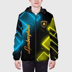Куртка с капюшоном мужская Lamborghini - Неоновые фигуры, цвет: 3D-черный — фото 2
