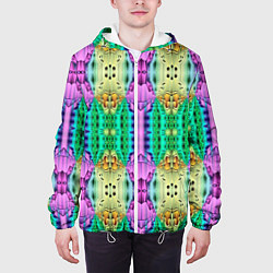 Куртка с капюшоном мужская Психоделика - калейдоскоп, цвет: 3D-белый — фото 2