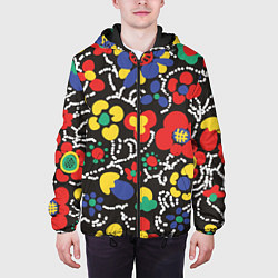 Куртка с капюшоном мужская Узор Цветочный сон, цвет: 3D-черный — фото 2