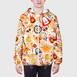 Куртка с капюшоном мужская Масленица Паттерн, цвет: 3D-белый — фото 2