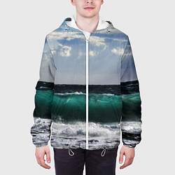 Куртка с капюшоном мужская Морской прибой, цвет: 3D-белый — фото 2