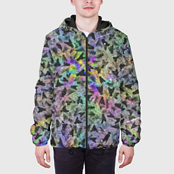 Куртка с капюшоном мужская Психоделические мухи, цвет: 3D-черный — фото 2