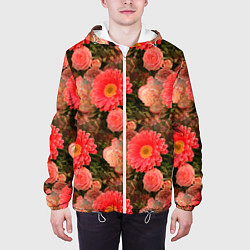 Куртка с капюшоном мужская Полевые цветочки дачные цветы, цвет: 3D-белый — фото 2