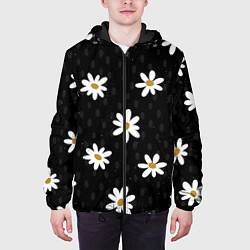 Куртка с капюшоном мужская Daisies Ромашки, цвет: 3D-черный — фото 2