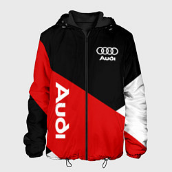 Куртка с капюшоном мужская Audi Ауди Черный Красный Белый, цвет: 3D-черный