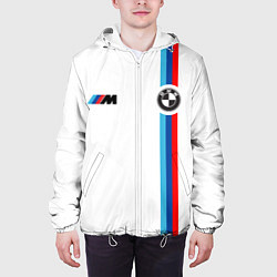 Куртка с капюшоном мужская БМВ 3 STRIPE BMW WHITE, цвет: 3D-белый — фото 2