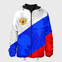 Куртка с капюшоном мужская Российский герб: триколор, цвет: 3D-черный