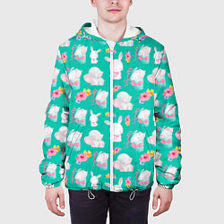 Куртка с капюшоном мужская Маленькие зайчата, цвет: 3D-белый — фото 2