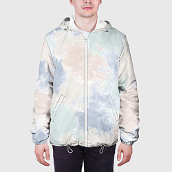 Куртка с капюшоном мужская Акварельная абстракция светлая Штрихи, мазки кисть, цвет: 3D-белый — фото 2