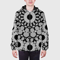 Куртка с капюшоном мужская Модный геометрический узор, цвет: 3D-черный — фото 2
