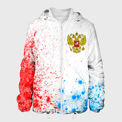 Куртка с капюшоном мужская RUSSIA - ГЕРБ - Арт, цвет: 3D-белый