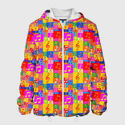 Куртка с капюшоном мужская Красочные Музыкальные Ноты, цвет: 3D-белый