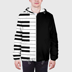 Куртка с капюшоном мужская Черно-Белое Пианино Piano, цвет: 3D-белый — фото 2