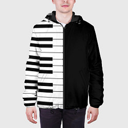 Куртка с капюшоном мужская Черно-Белое Пианино Piano, цвет: 3D-черный — фото 2