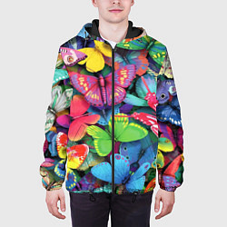 Куртка с капюшоном мужская Стая бабочек Pattern, цвет: 3D-черный — фото 2