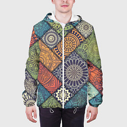 Куртка с капюшоном мужская Mandala-pattern, цвет: 3D-белый — фото 2