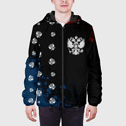 Куртка с капюшоном мужская РОССИЯ - ГЕРБ Брызги 9, цвет: 3D-черный — фото 2
