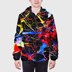 Куртка с капюшоном мужская Импрессионизм Vanguard neon pattern, цвет: 3D-черный — фото 2