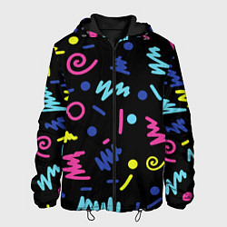 Куртка с капюшоном мужская Neon color pattern Fashion 2032, цвет: 3D-черный