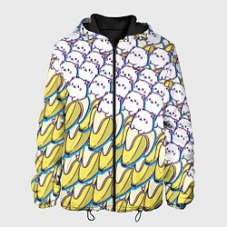 Куртка с капюшоном мужская Котики и бананы Паттерн Лето, цвет: 3D-черный