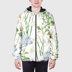 Куртка с капюшоном мужская Цветы Утонченные и Яркие, цвет: 3D-черный — фото 2