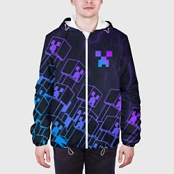 Куртка с капюшоном мужская Minecraft CREEPER NEON, цвет: 3D-белый — фото 2