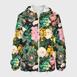 Куртка с капюшоном мужская Паттерн из летних цветов Summer Flowers Pattern, цвет: 3D-белый
