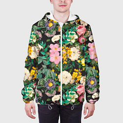 Куртка с капюшоном мужская Паттерн из летних цветов Summer Flowers Pattern, цвет: 3D-белый — фото 2