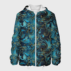 Куртка с капюшоном мужская Blue Abstract Узоры, цвет: 3D-белый