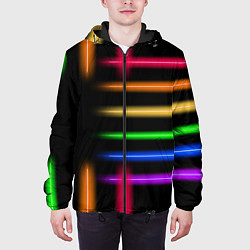 Куртка с капюшоном мужская Неоновое свечение Minimalism Neon, цвет: 3D-черный — фото 2