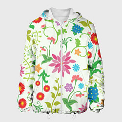Куртка с капюшоном мужская Поле полевых цветов, цвет: 3D-белый