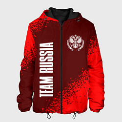 Куртка с капюшоном мужская РОССИЯ - ГЕРБ Team Russia Спрей, цвет: 3D-черный