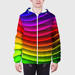 Куртка с капюшоном мужская Color line neon pattern Abstraction Summer 2023, цвет: 3D-белый — фото 2