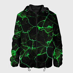 Куртка с капюшоном мужская Абстракция - Черно-зеленый фон - дым, цвет: 3D-черный