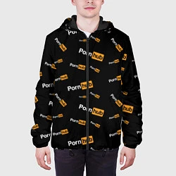 Куртка с капюшоном мужская PORN HUB НАДПИСИ ПАТТЕРН, цвет: 3D-черный — фото 2