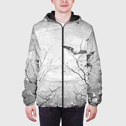 Куртка с капюшоном мужская Ночь Луна Летучая мышь, цвет: 3D-черный — фото 2