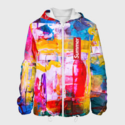 Куртка с капюшоном мужская Импрессионизм Лето Абстракция Impressionism Summer, цвет: 3D-белый