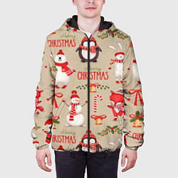 Куртка с капюшоном мужская СЧАСТЛИВОГО РОЖДЕСТВА MERRY CHRISTMAS, цвет: 3D-черный — фото 2