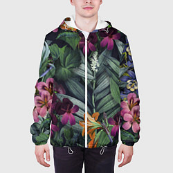 Куртка с капюшоном мужская Цветы Ночные, цвет: 3D-белый — фото 2